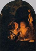 Godfried Schalcken Lovers Lit by a Candle oil painting reproduction